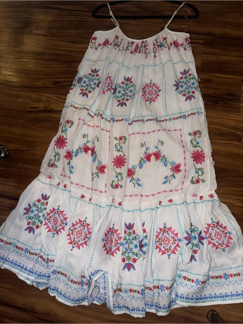 Hale Bob White Maxi Dress with Pink & Blue Embroidery - Picture 5 of 13